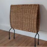 Folding review door in rattan / hemp and steel 70s