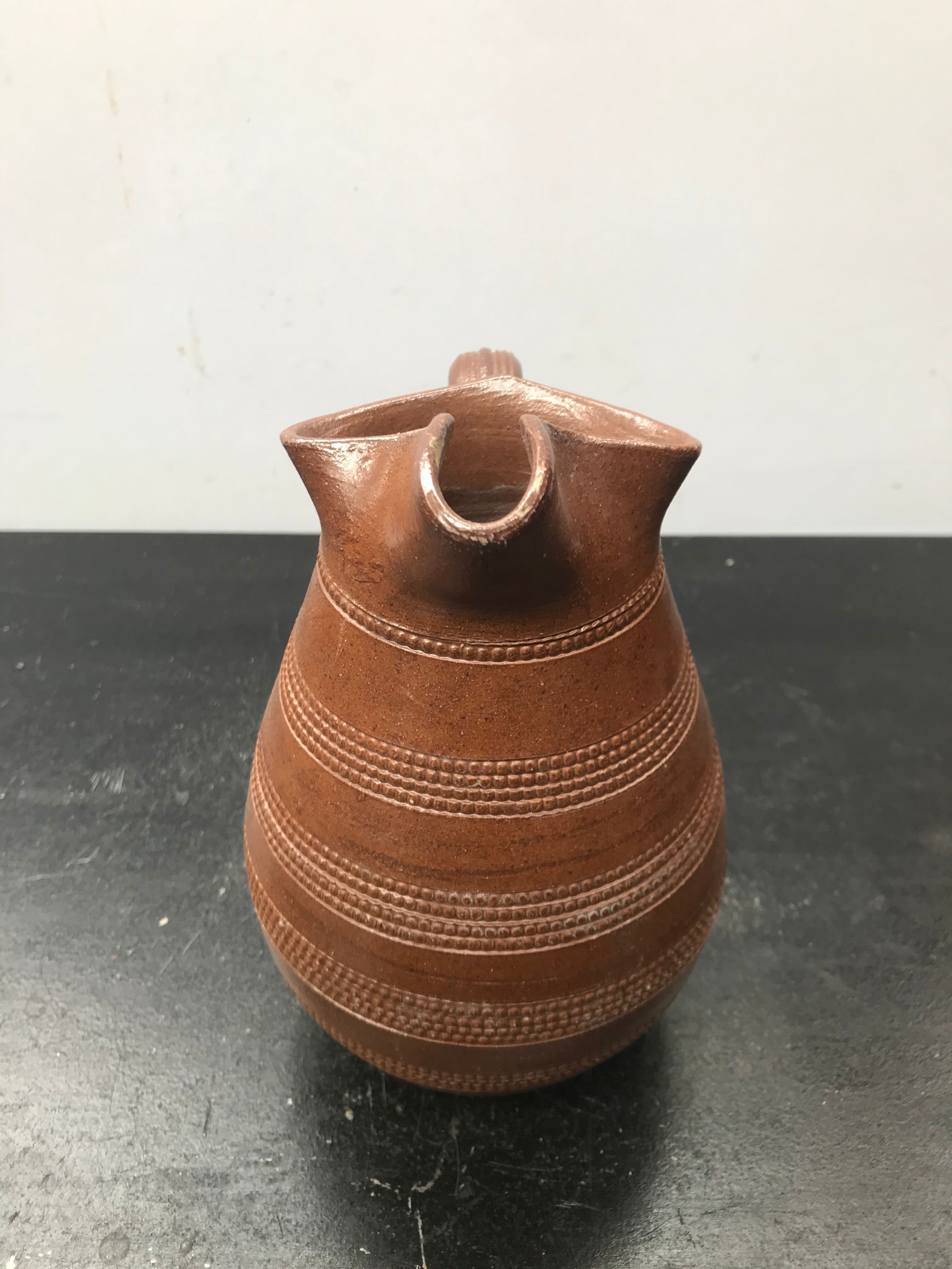 Former Pitcher Brown Sandstone Light Ciselé 70s Vintage