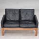 1960s, Danish 2-seater sofa in original condition, furniture leather, solid oak wood.