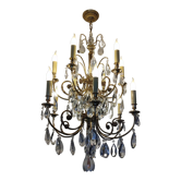 Crystal and bronze chandelier 12 arms of light