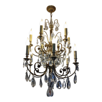 Crystal and bronze chandelier 12 arms of light