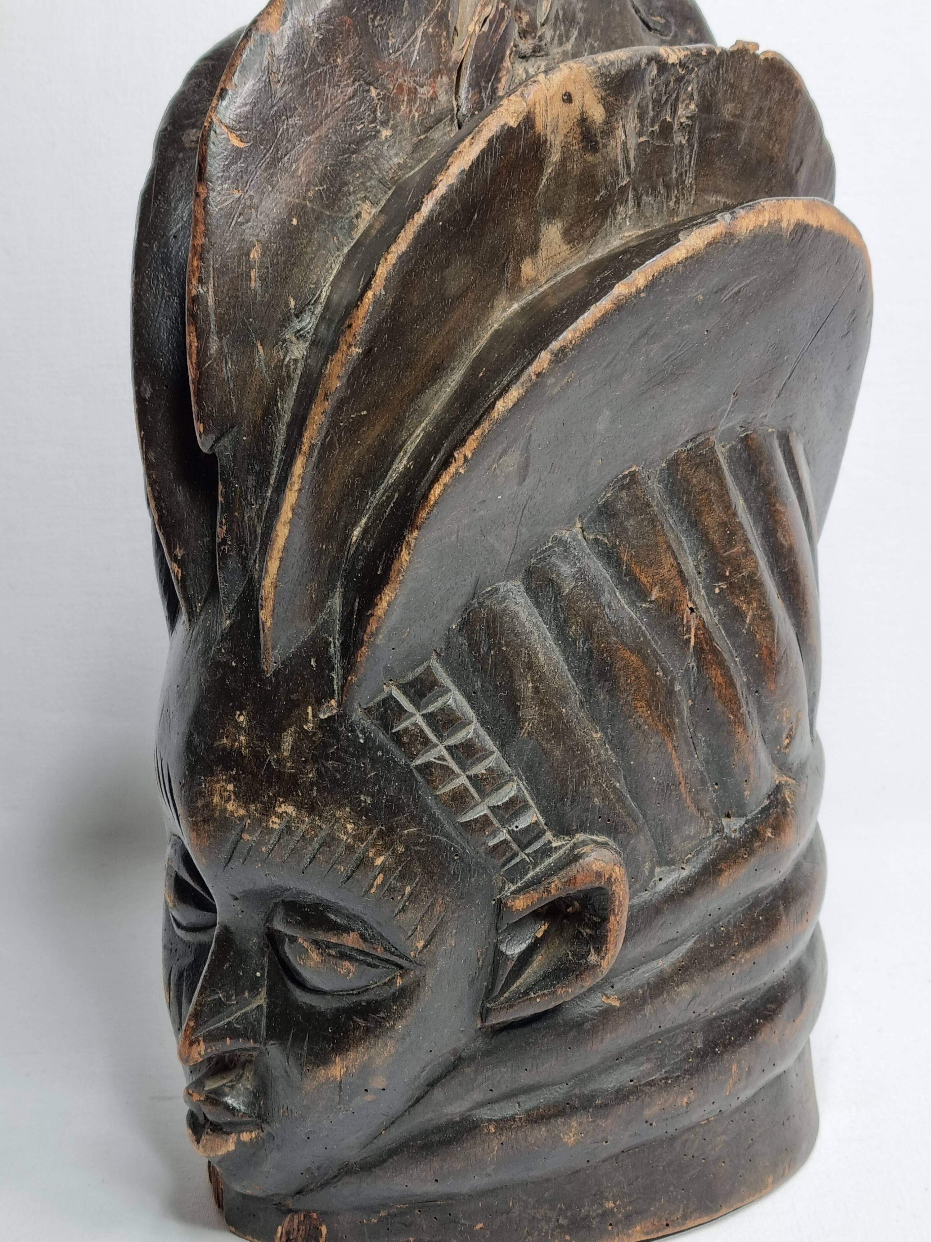 Decorative Carved Wood Guro Helmet Mask – Ivory Coast, 35 cm