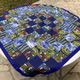 Nappe bleue quilt africaine carrée 110cm.