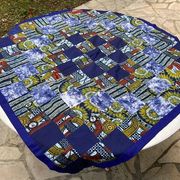Blue square African quilt 110cm.