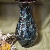 Enameled stoneware vase