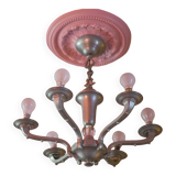 vintage 6-light chandelier, vintage suspension, ceiling lamp, interior decor