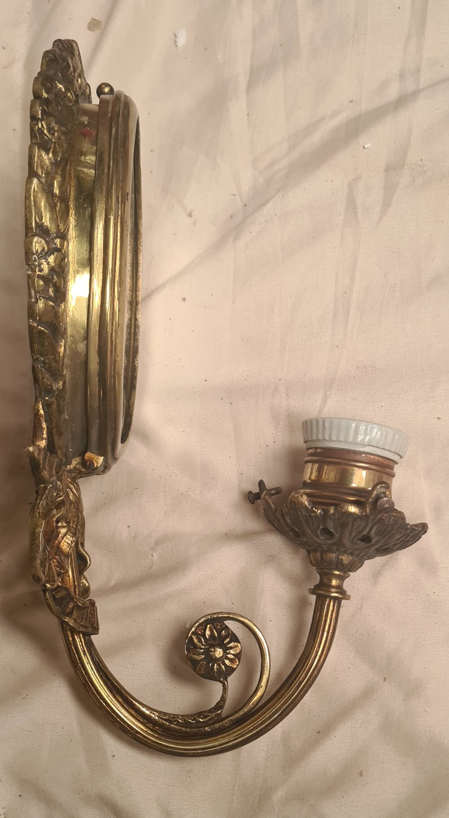 2 bronze wall lights and pretty mirror,,, napoleon 3 26x15