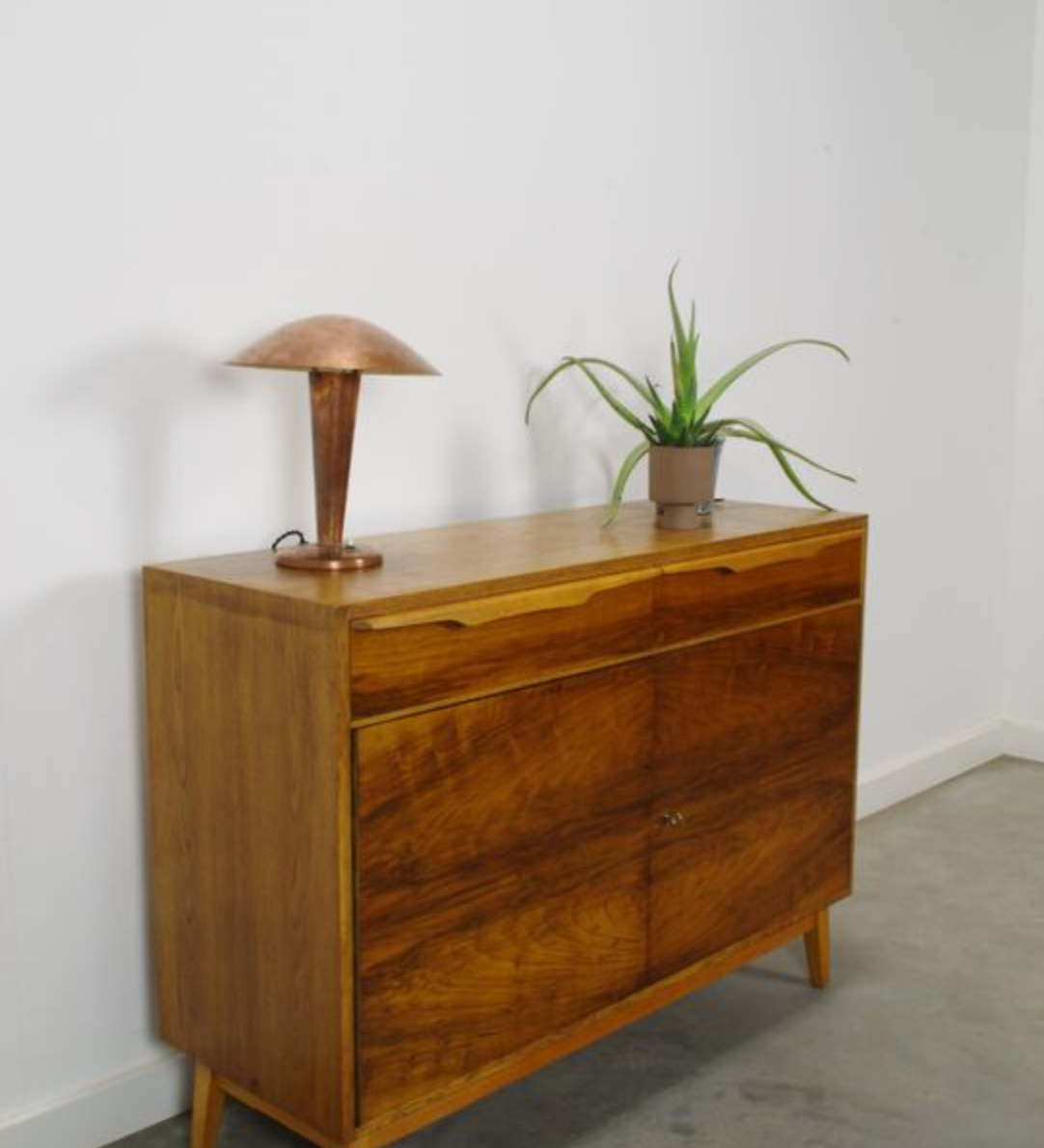Vintage dark wood sideboard with drawers