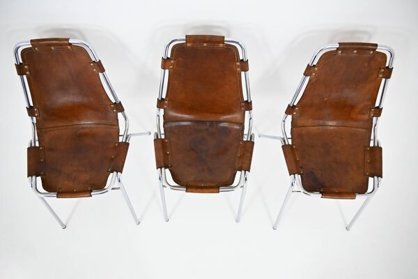 Ensemble de 3 Chaises Les Arcs par Charlotte Perriand, années 1960