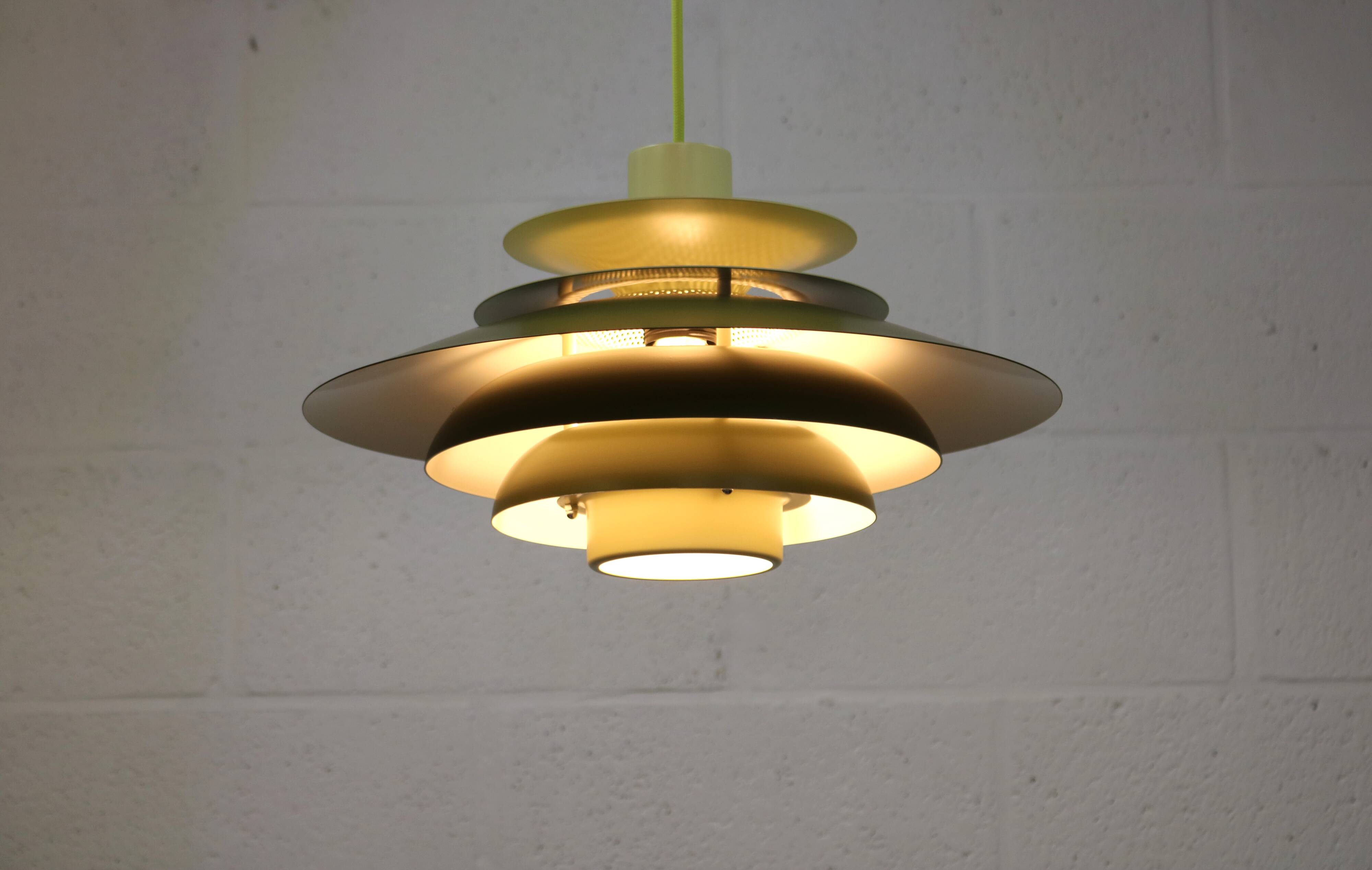 Green Danish Pendant Lamp | Kurt Wiborg Verona, 1970s Mid-Century