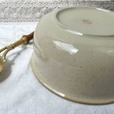 Beige speckled stoneware salad bowl Tulowice Poland 1970
