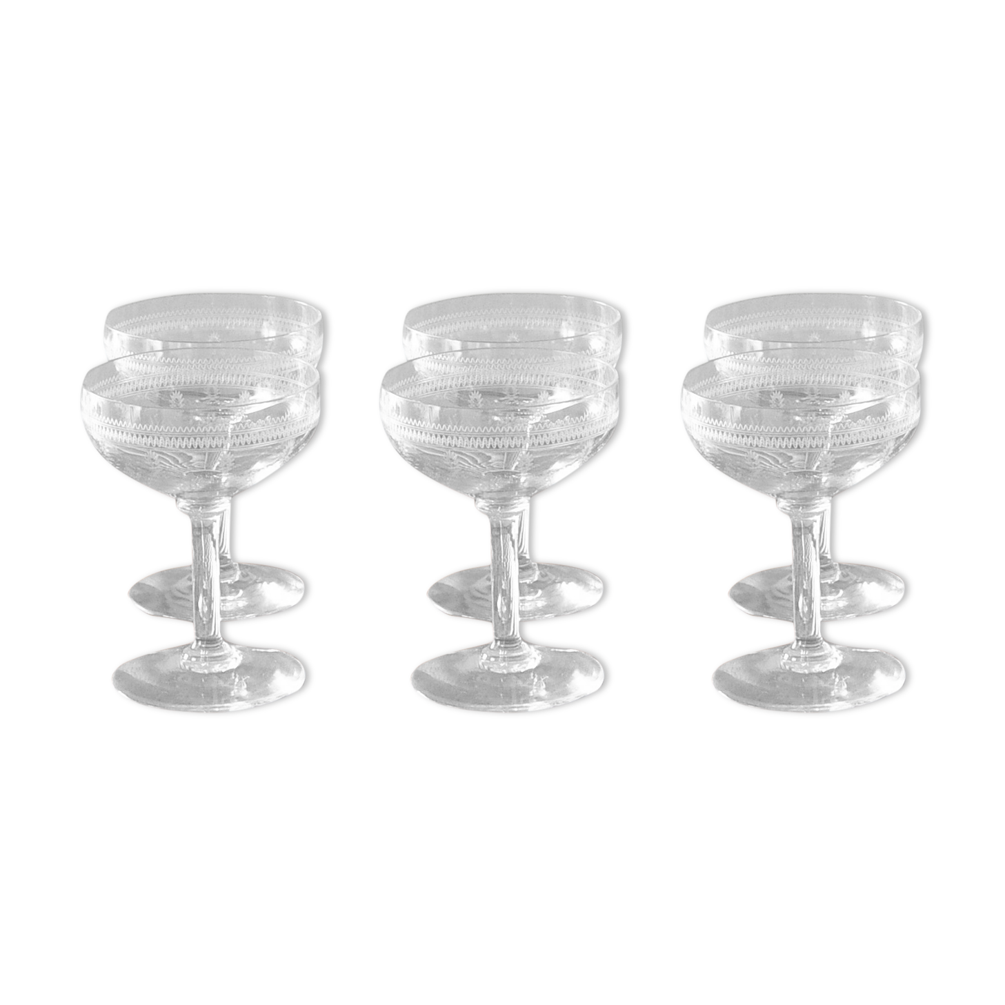 6 engraved crystal champagne cups