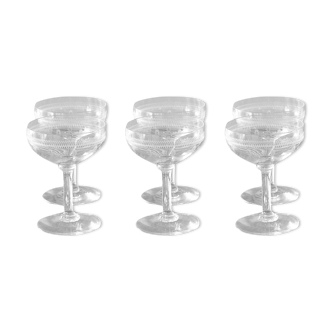 6 engraved crystal champagne cups