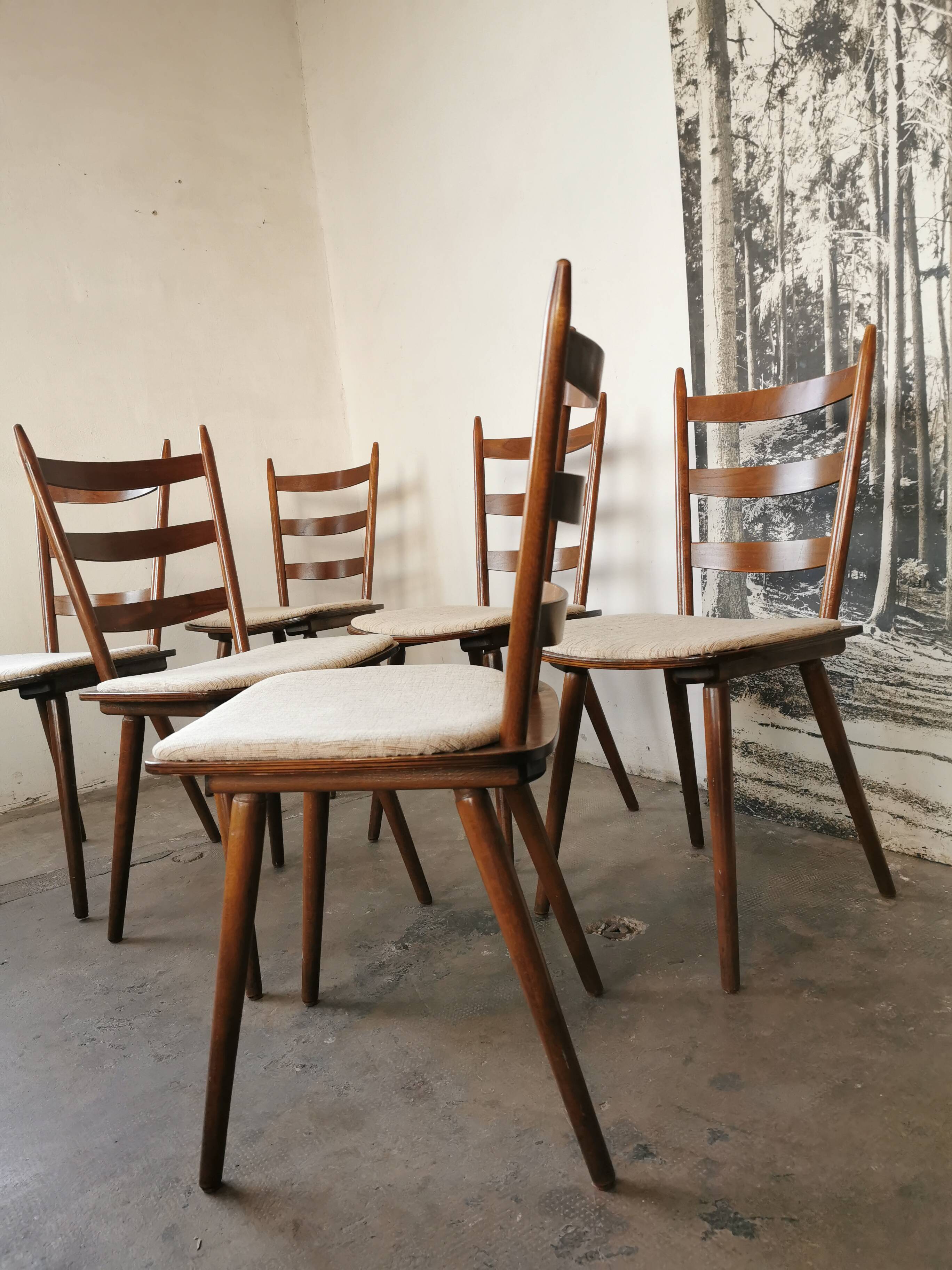 Set de 6 chaises bistrots Hiller, vers 1960