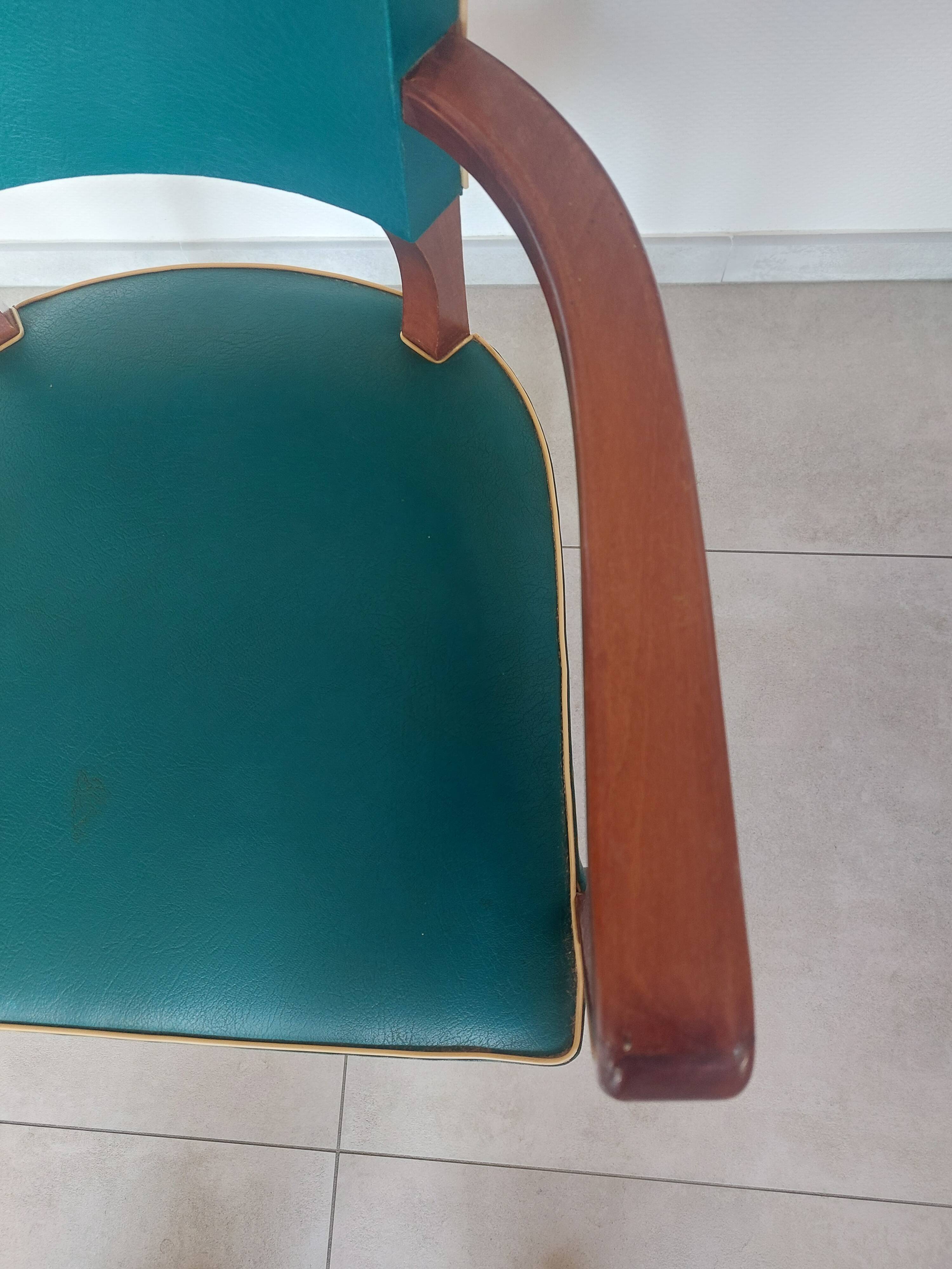 pair of green bridge armchairs