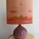 Vintage Rose lamp, ceramic, painted silk, 80s 70s bohemian