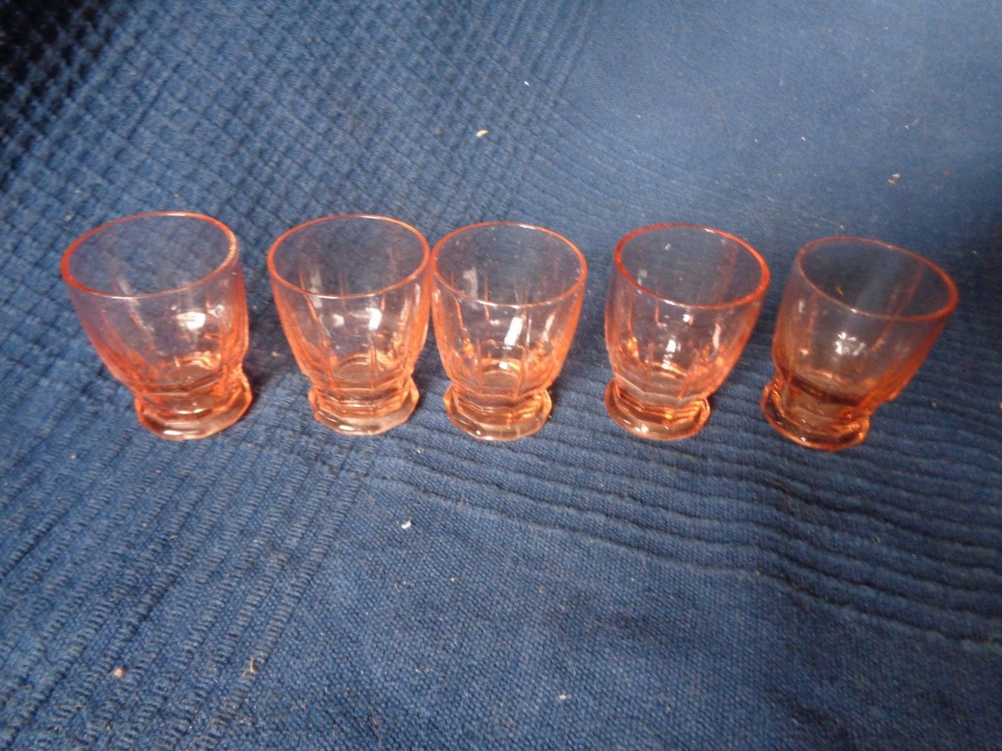 Lot 5 glasses old glass pink press aperitif digestive art nouveau art deco