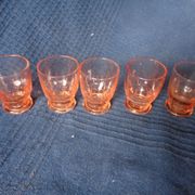 Lot 5 glasses old glass pink press aperitif digestive art nouveau art deco