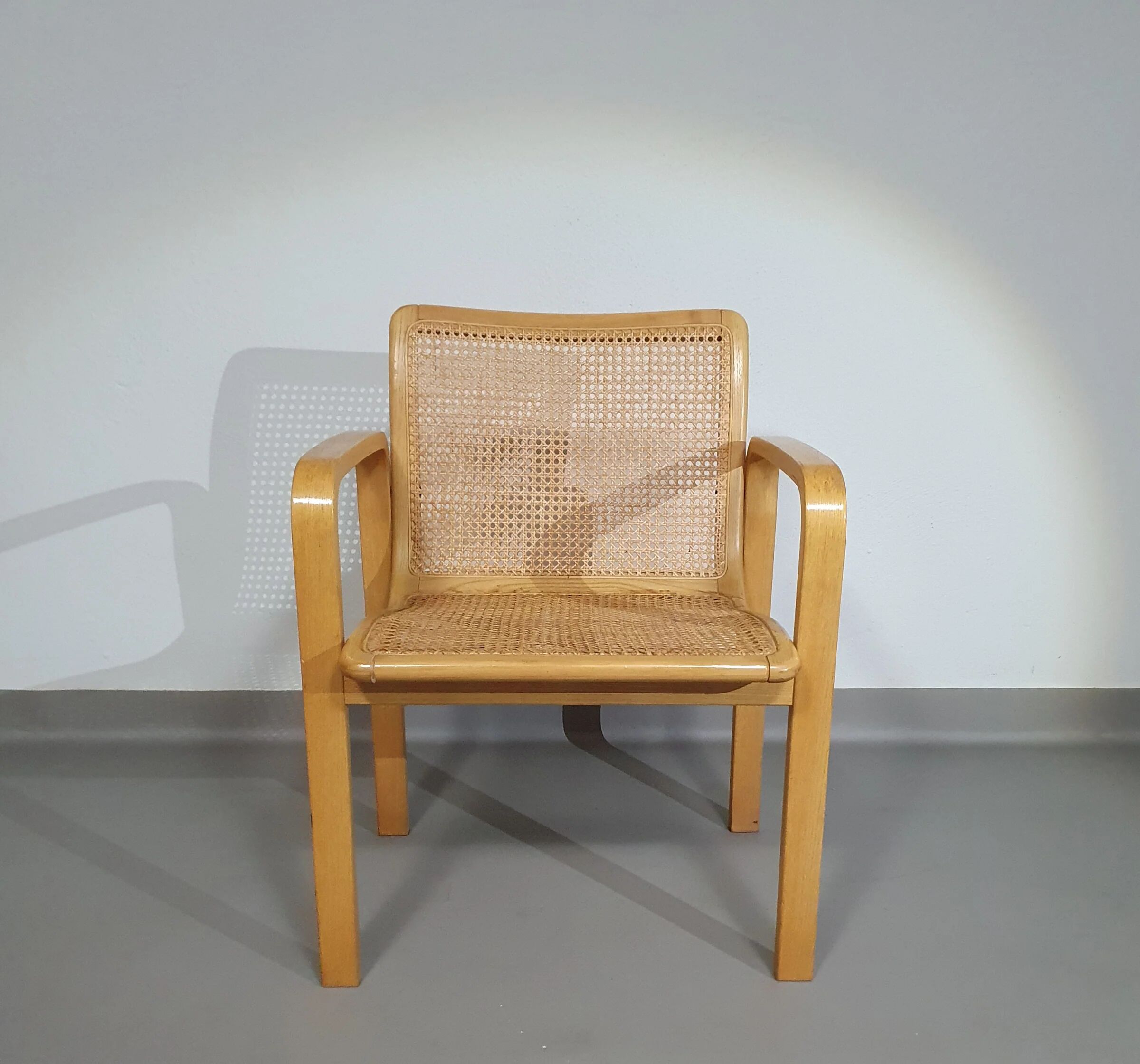Beech wood and webbing side chair by Olivo Pietro, Italy, 1970s