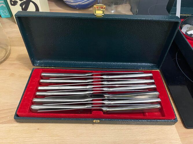 Set of 12 silver metal knives bouillet bourdelle