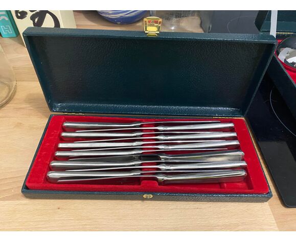Set of 12 silver metal knives bouillet bourdelle