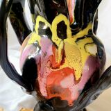 Multicolored flamed ceramic vase Vallauris