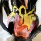 Multicolored flamed ceramic vase Vallauris