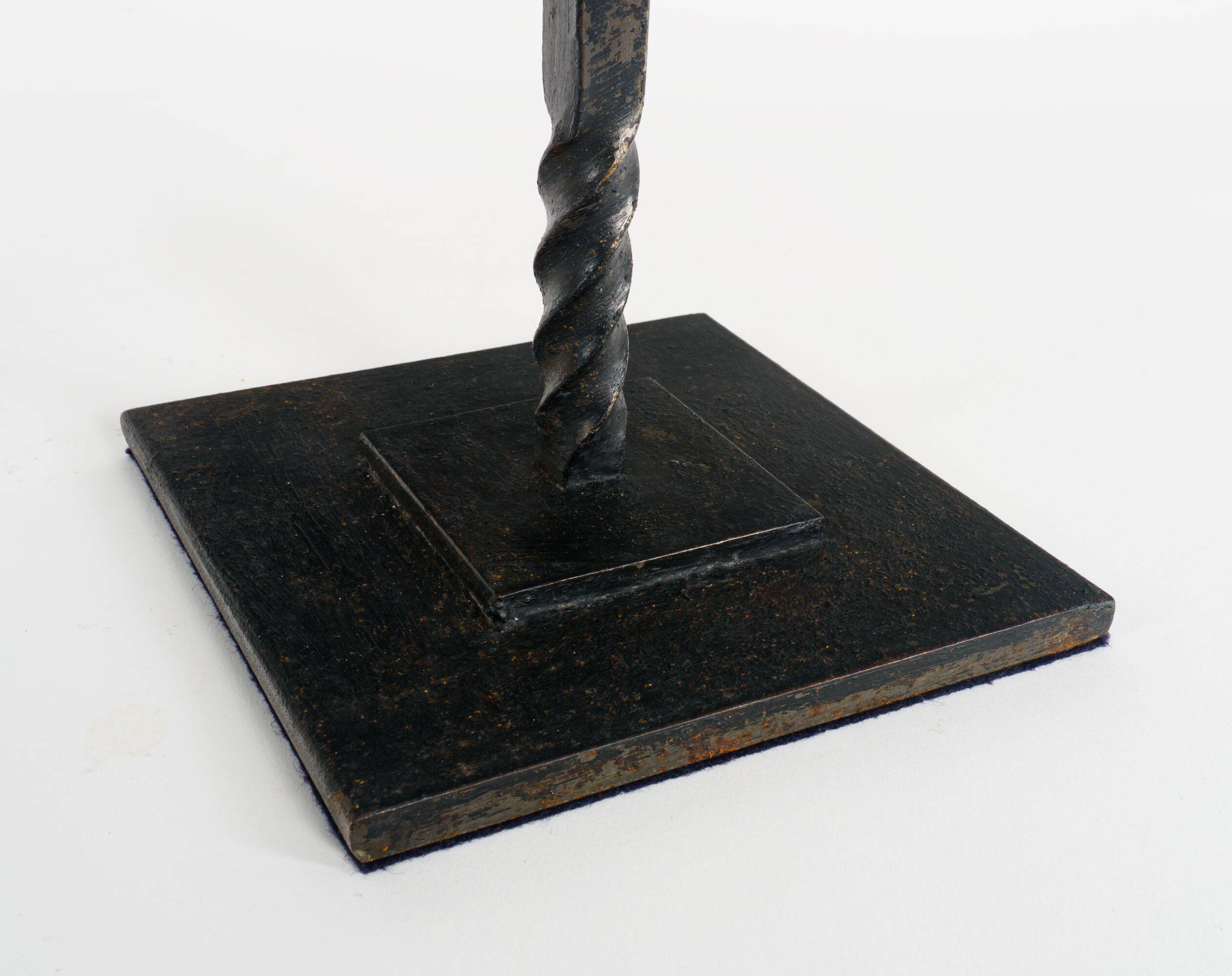 Vintage 1950s French Tall Black Twisted Wrought Iron Table Lamp