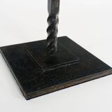 Vintage 1950s French Tall Black Twisted Wrought Iron Table Lamp