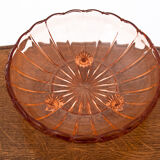 Salmon colored bowl on legs, Ząbkowice, Poland, 1930s