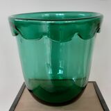 Green pot cache vase in blown glass