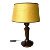 Classical wooden table lamp with silk half shade