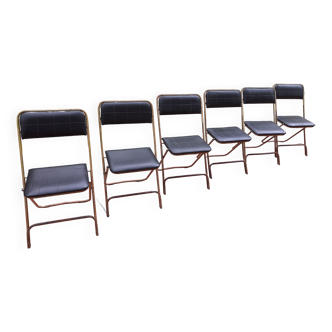 Suite of 6 folding chairs manufrance saint-etienne 70s vintage