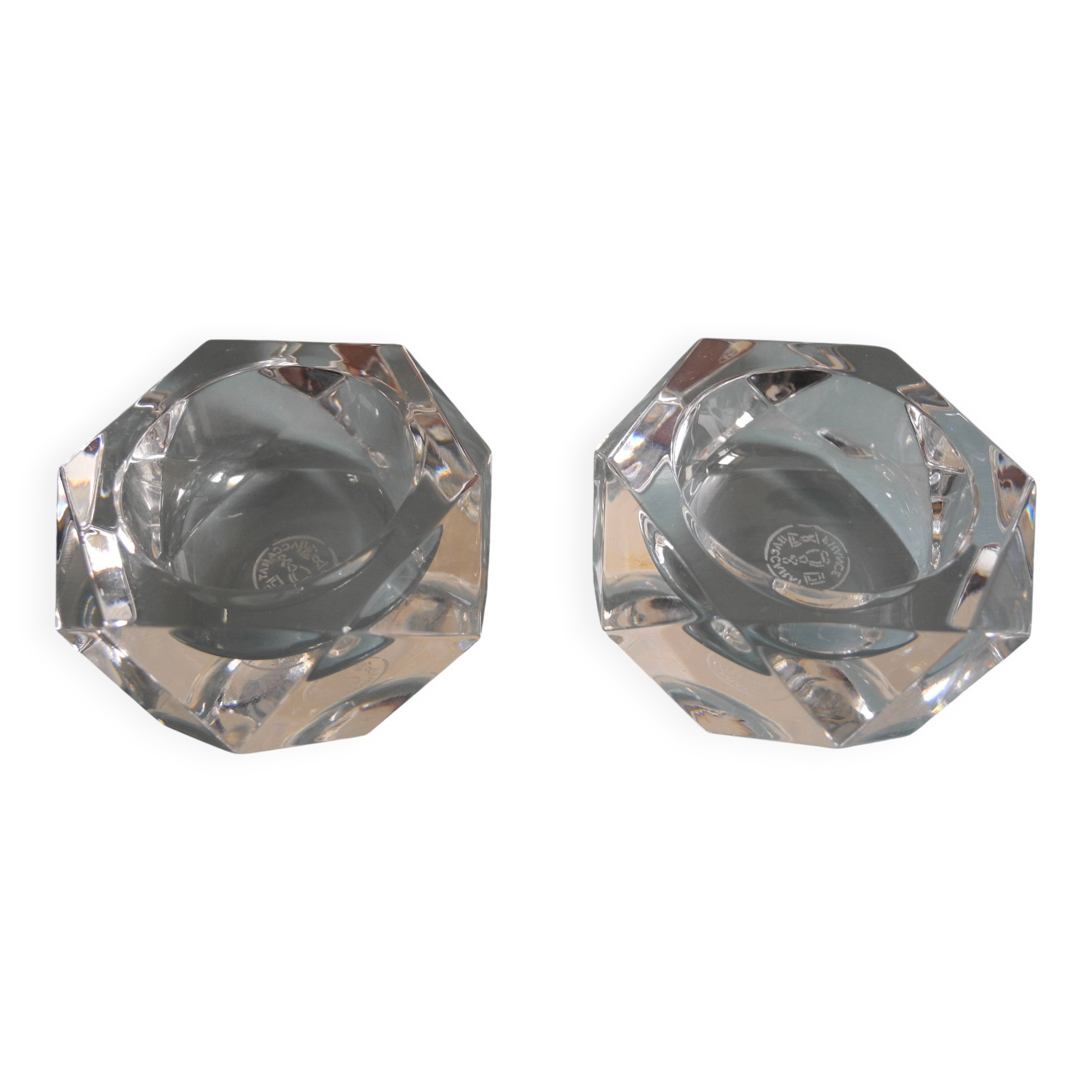 pair of salt shakers Baccarat art table vintage crystal salt shakers