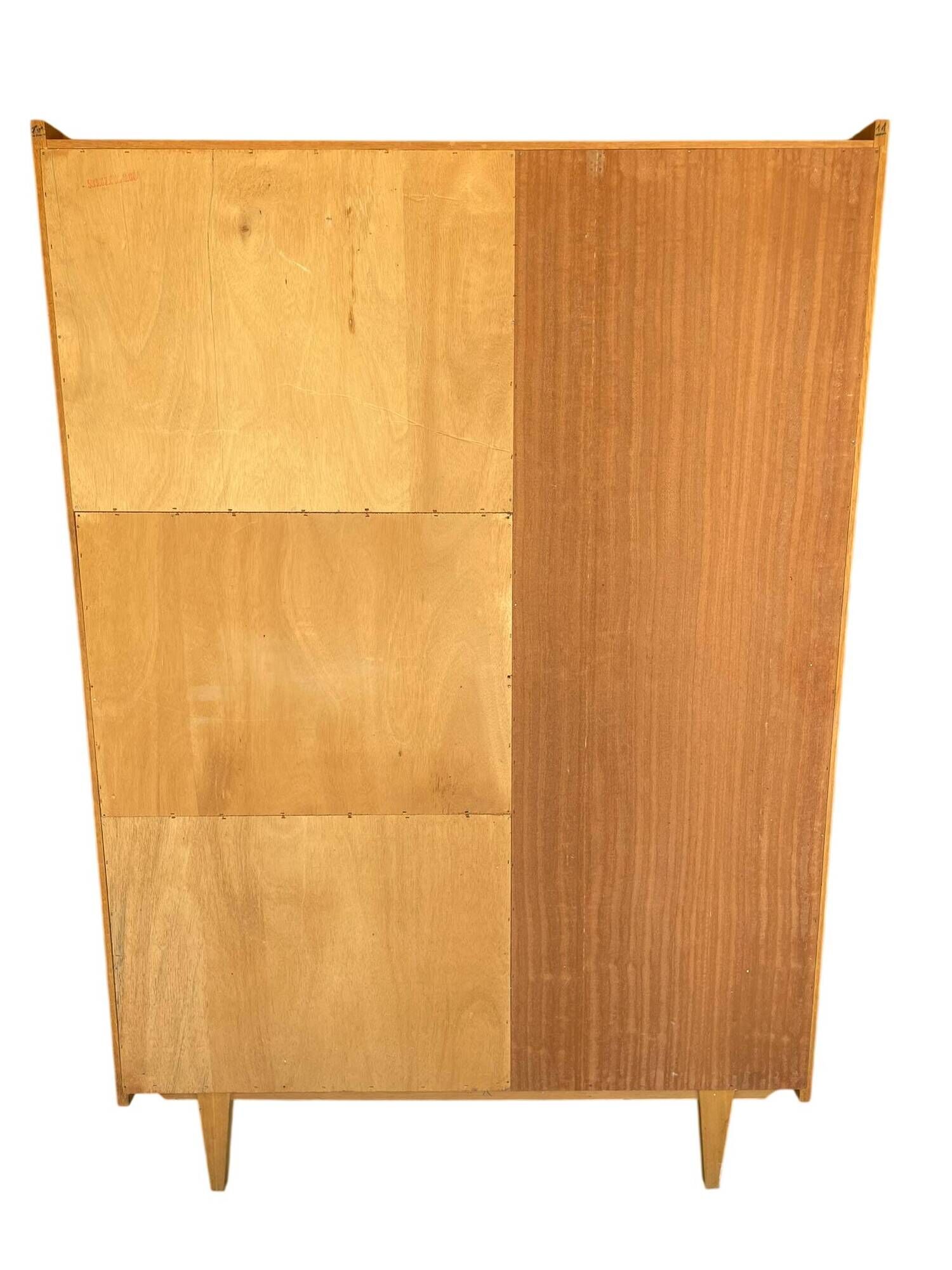 Large wardrobe / Vintage 1960s / 1970s wardrobe with glass doors & drawers