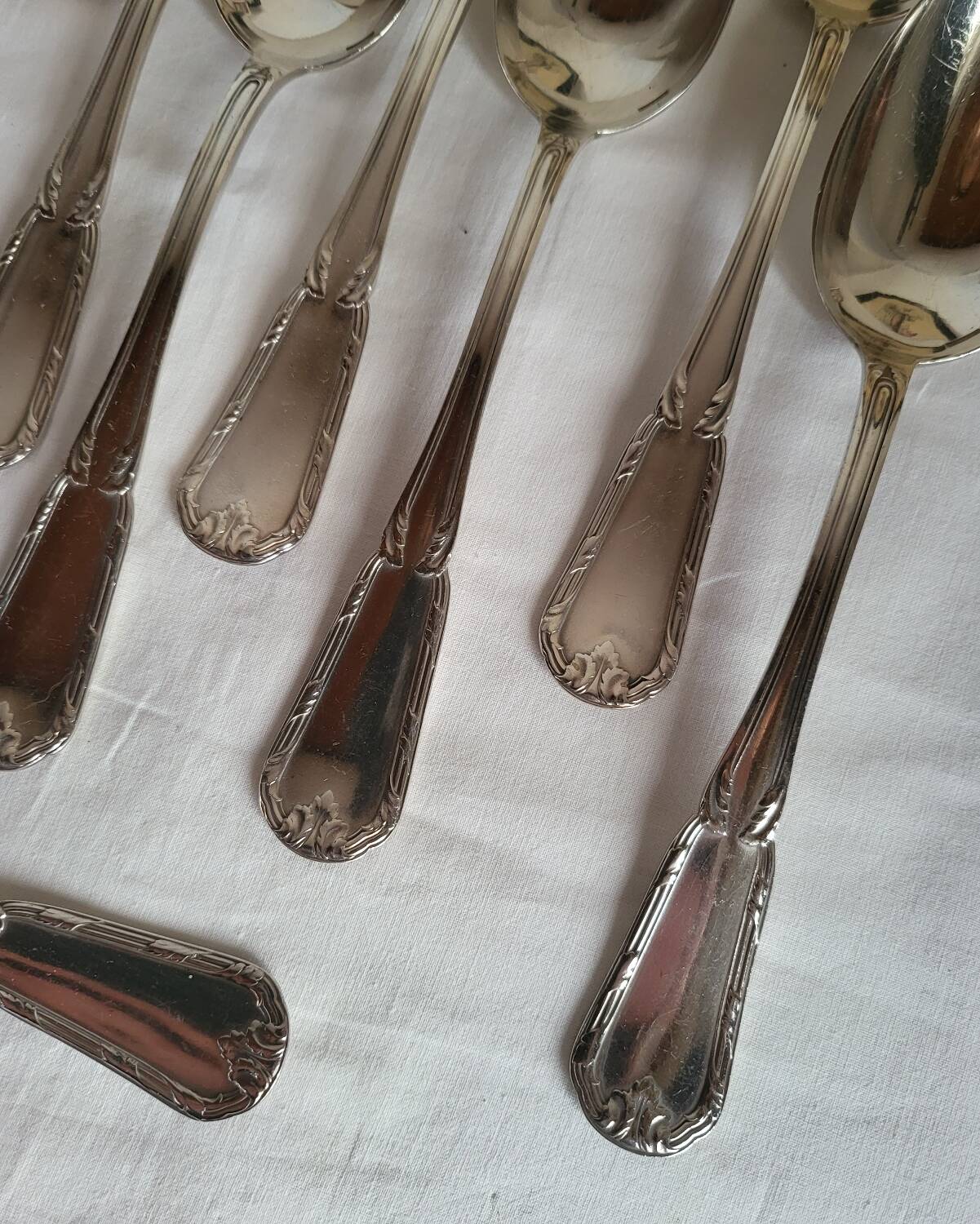 12 Large Silver-Plated Metal Spoons Boulenger Table Cutlery
