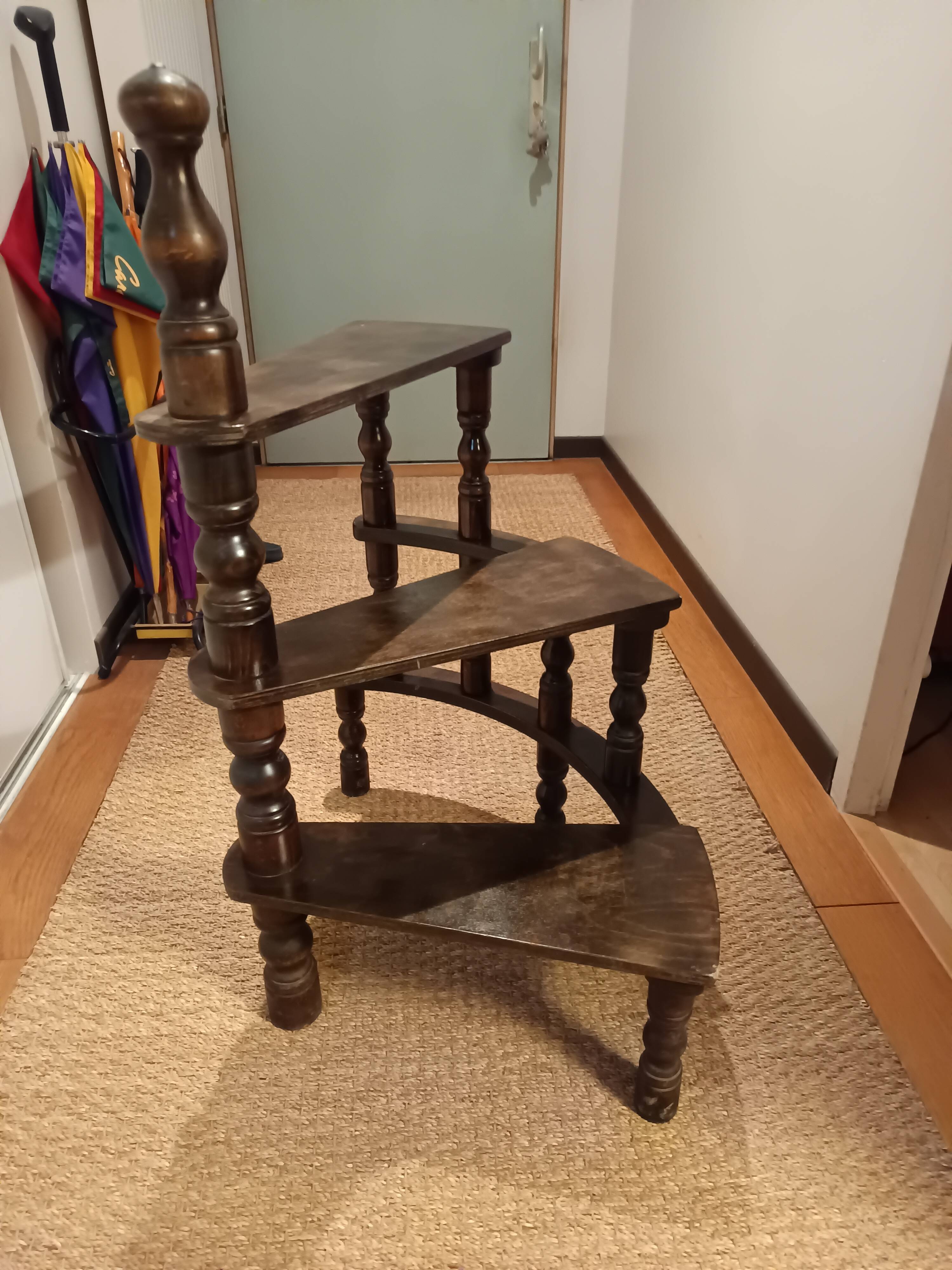 old turned wooden library staircase