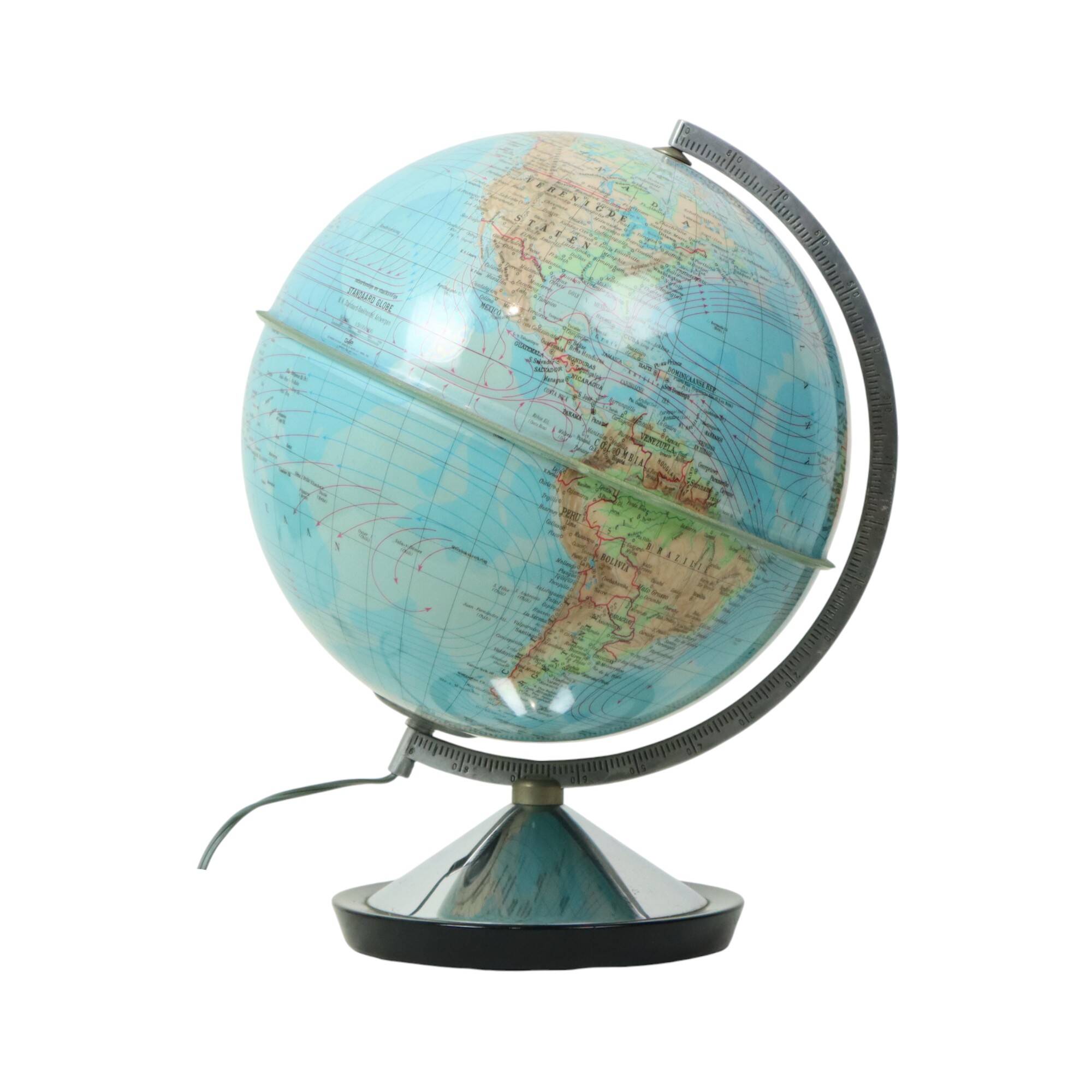 Illuminated World Globe Lamp 1967 Standard Globe Dutch Gdp Italy
