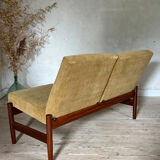 Vintage yellow velvet Scandinavian bench