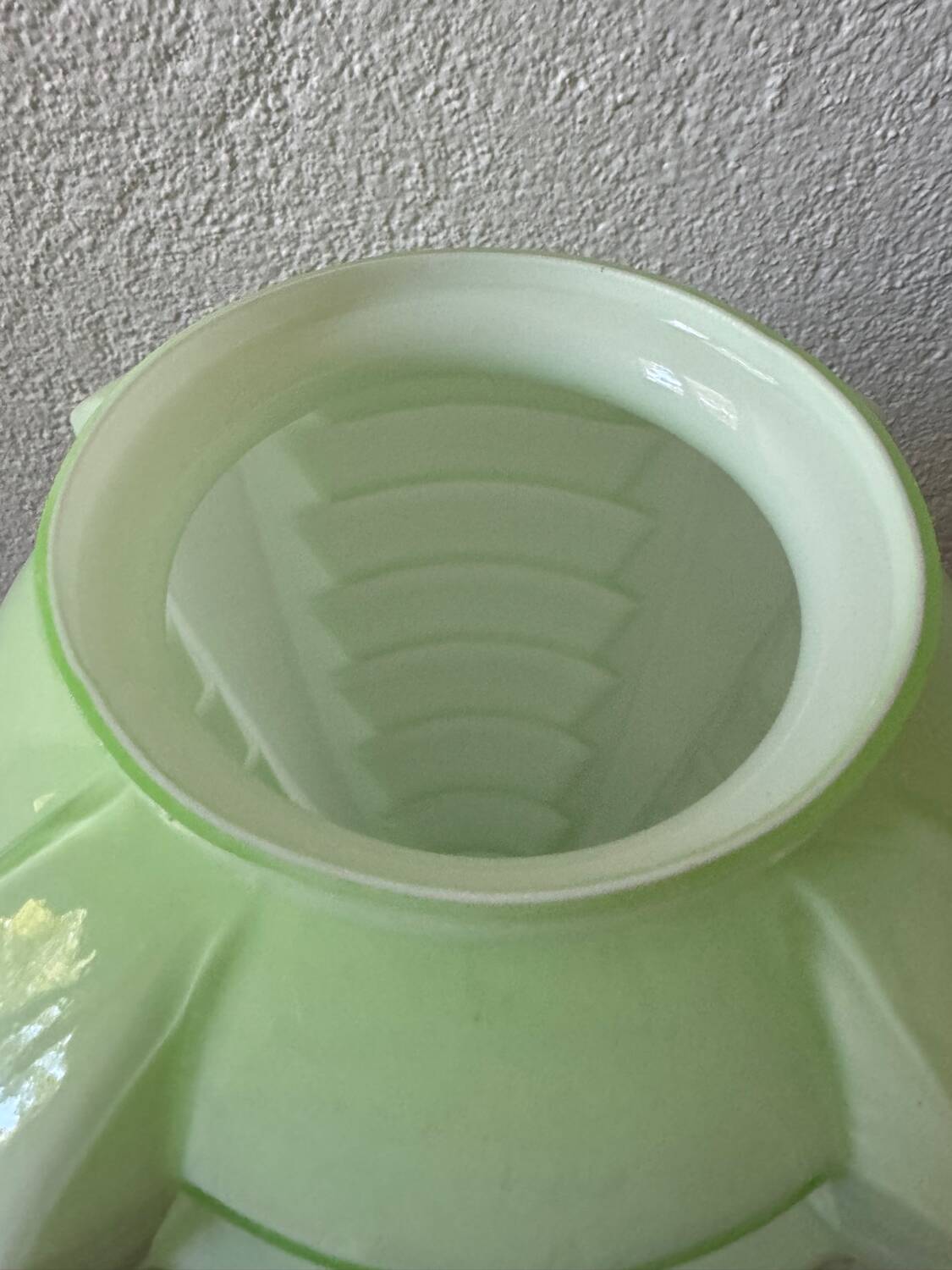 Art Deco uranium opaline skyscraper vase