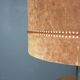 Midcentury XL ( 82 cm ) imposing terracotta suede table lamp. 1970s