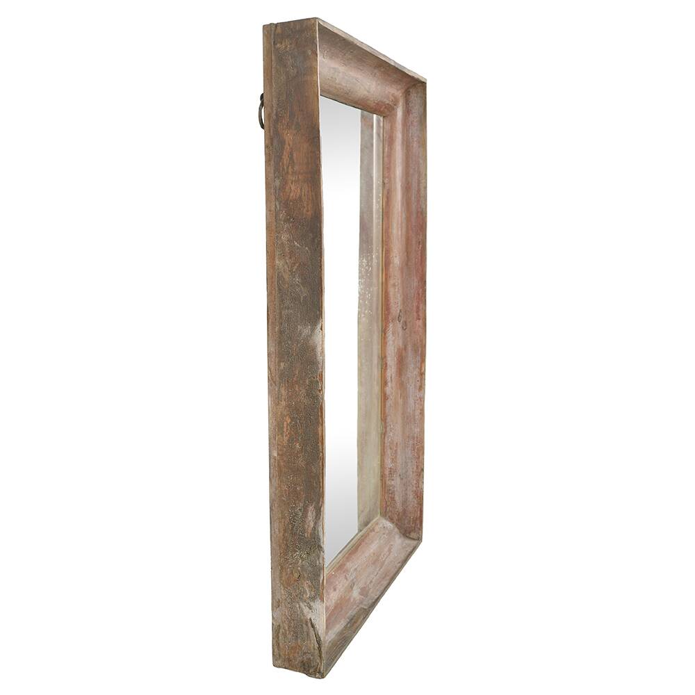 Large antique solid wood mirror (124 x 75 x 11cm)