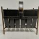 Vintage leather magazine rack, 50s