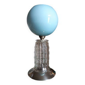 Art Deco crystal and opaline lamp