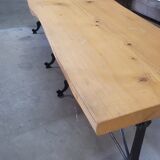 Large bistro table wooden top and cast iron bases -2m56