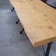 Large bistro table with a wooden top and cast iron legs - 2m56