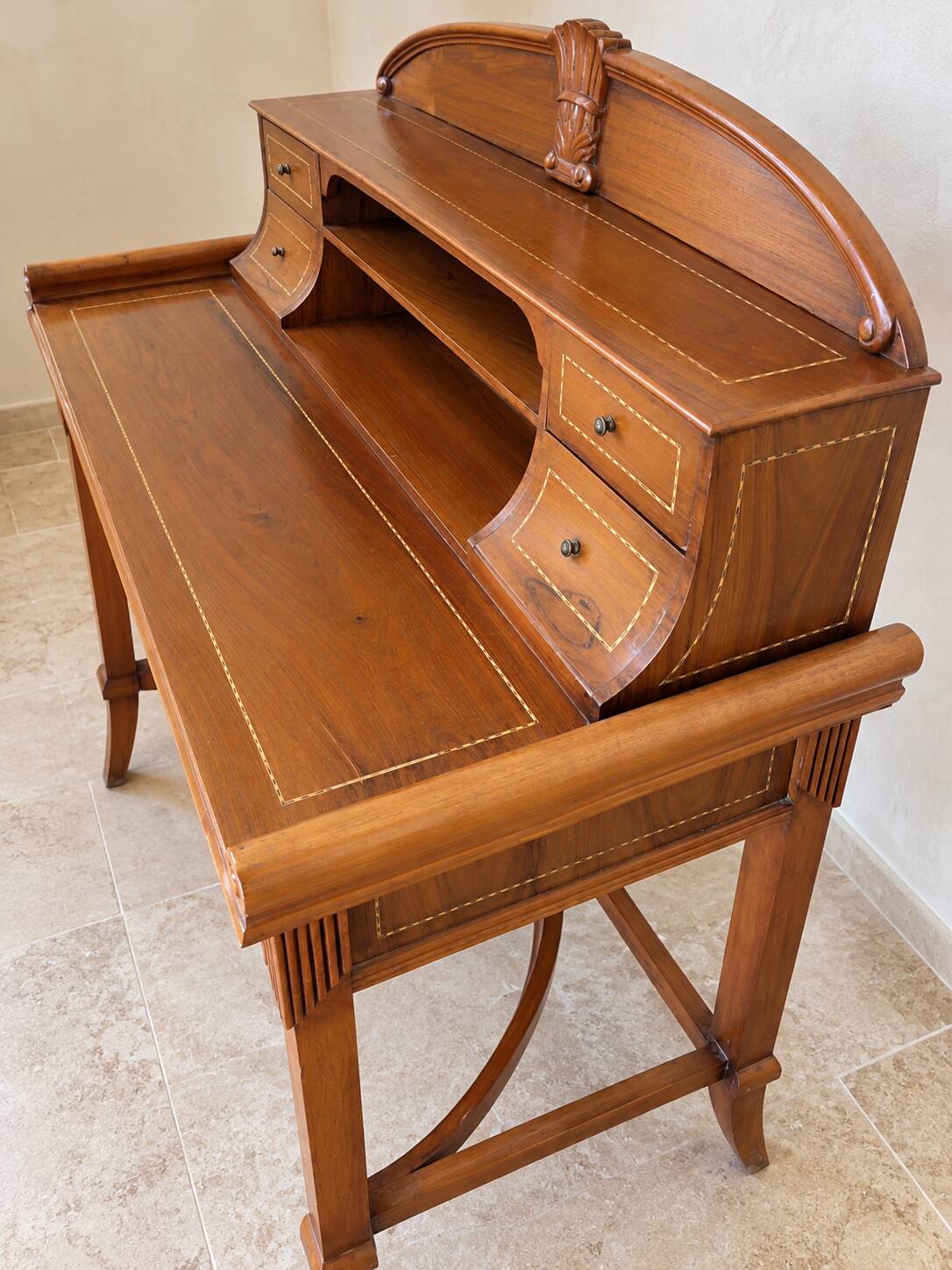 Antique wooden desk with steps and drawers – 103 cm