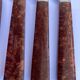 12 table knives stainless steel blade round ends / Bakelite handles with wood burl effect / 1950s