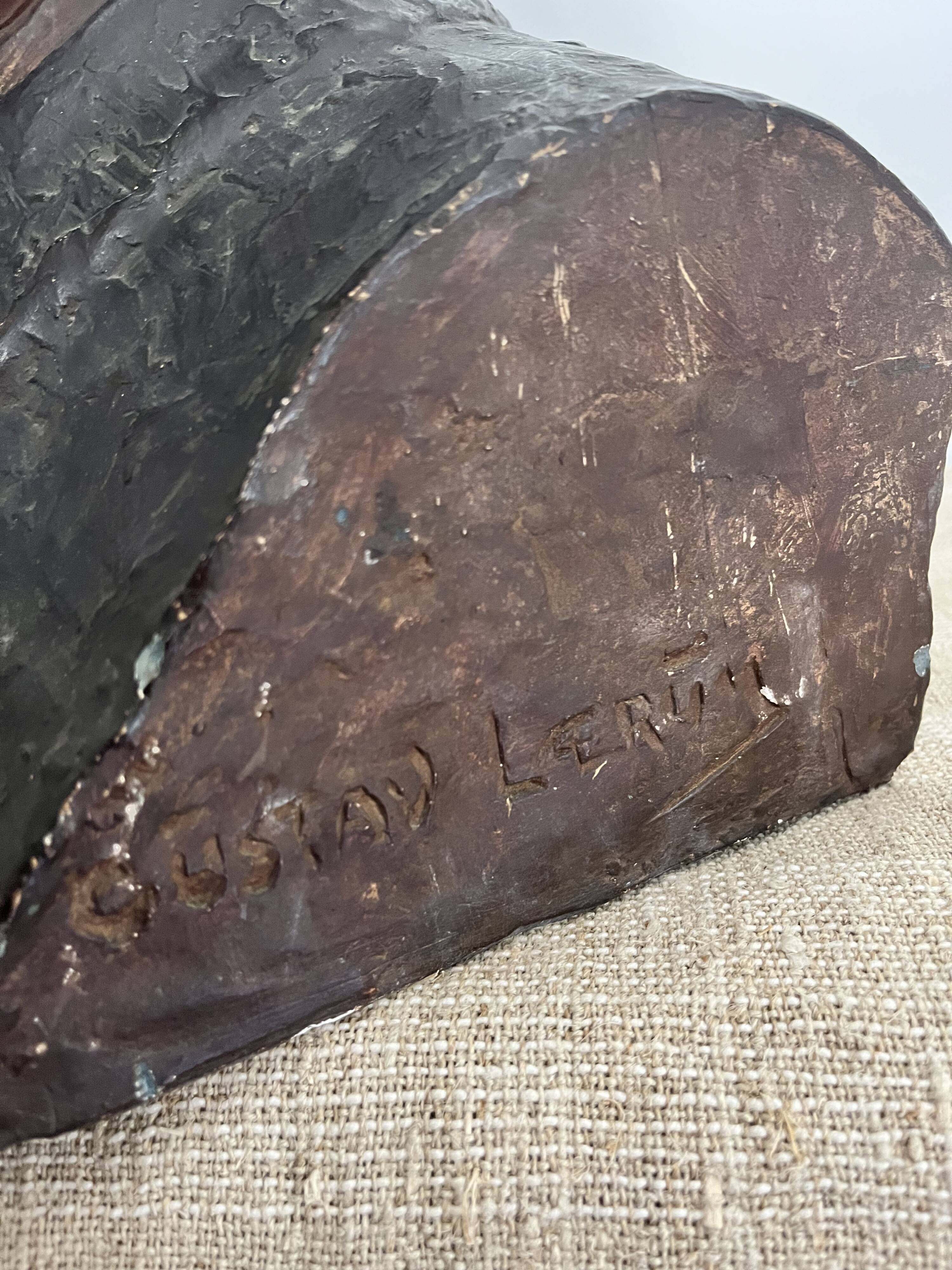 Buste d’homme en plâtre patiné – travail d’atelier, vers 1900