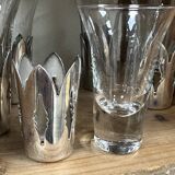 5 verres à liqueur métal argenté